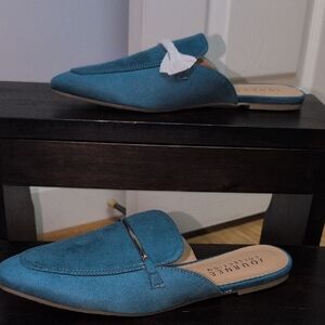 Journee Collection Ameena Teal Blue Slip-On Loafers Size 8.5. NEW